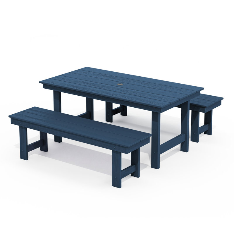 Julian High Density Polyethylene Outdoor Dining Stool 3-Piece Set, Navy