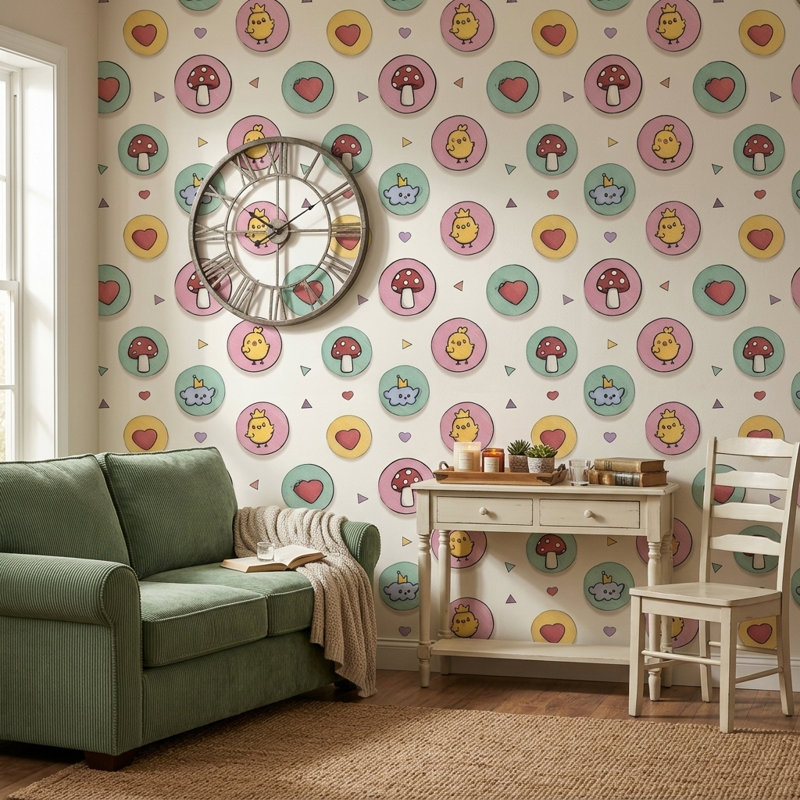 Papier peint amovible de chambre de bébé, Texturé non collé