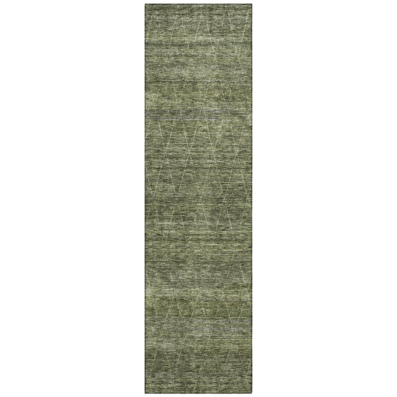 Machine Washable Indoor/Outdoor Chantille ACN1165 Olive, Runner 2'3" x 7'6"