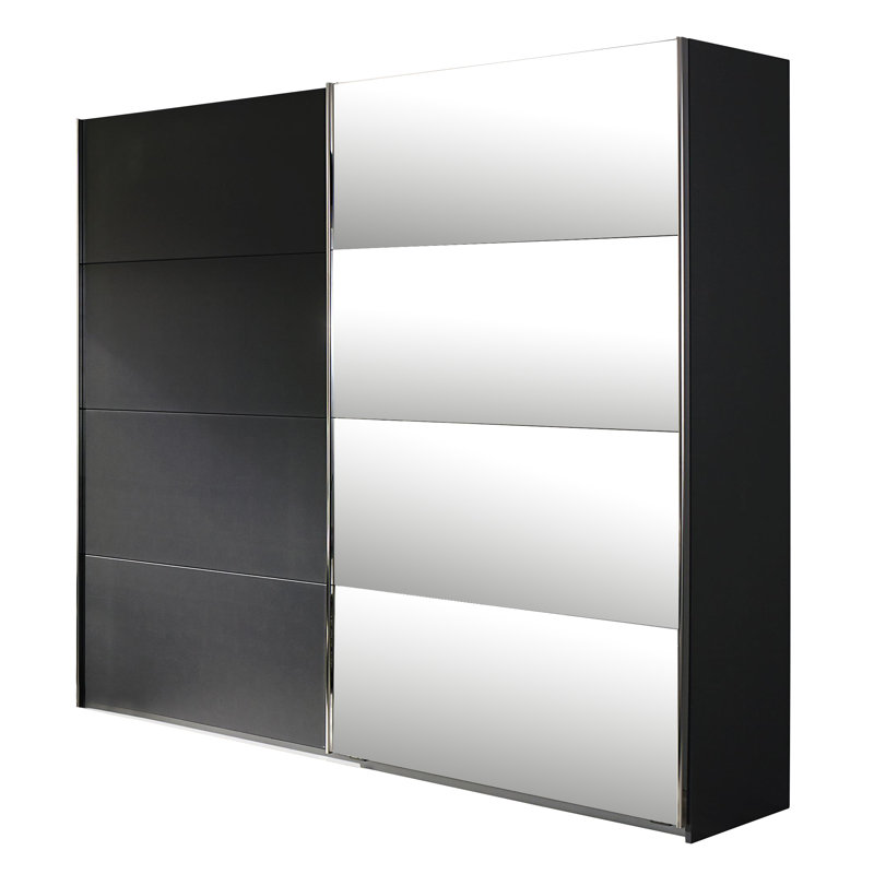 Moita 2 Door Sliding Wardrobe, 210cm H x 226cm W x 62cm D, Grey metallic