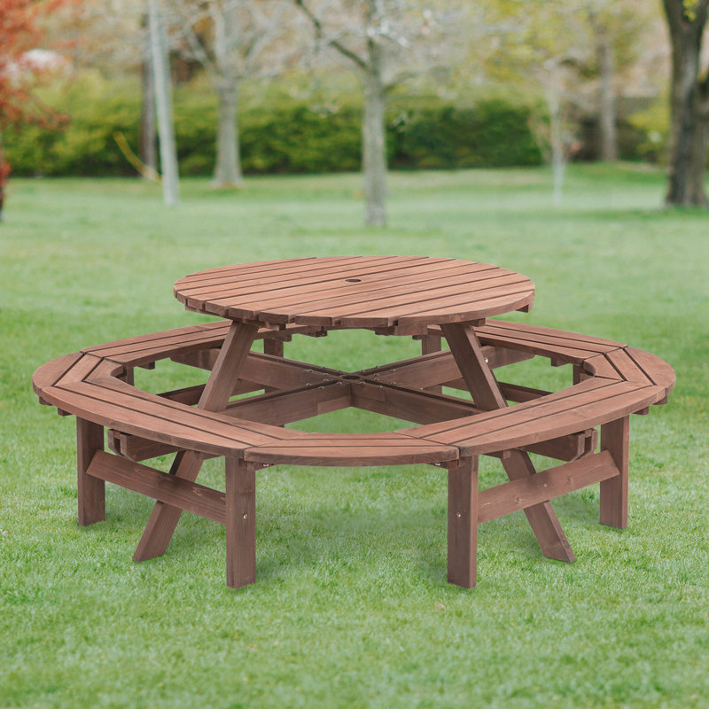 Ensemble de pique-nique rond avec tabouret intégré