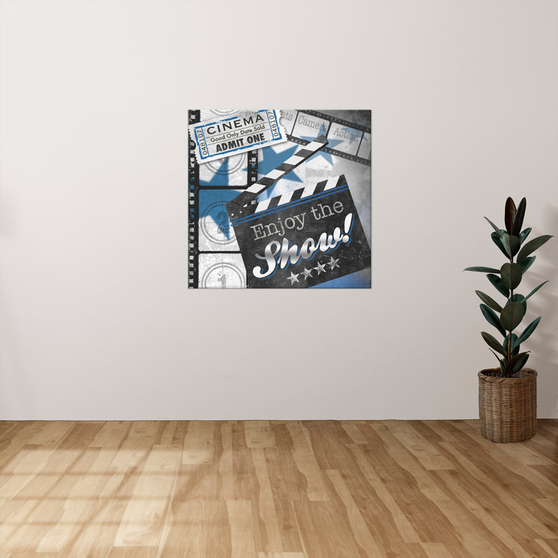 "Les films en bleu II" par Conrad Knutsen, reproduction sur toile, H 18 po x l 18 po x P 1 po