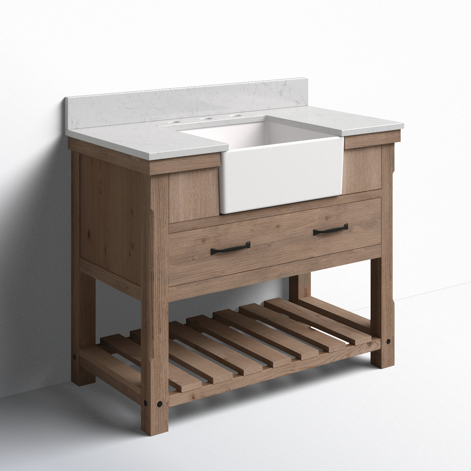 Curiel 42 " Single Bathroom Vanity, Weathered Natural/Matte Black