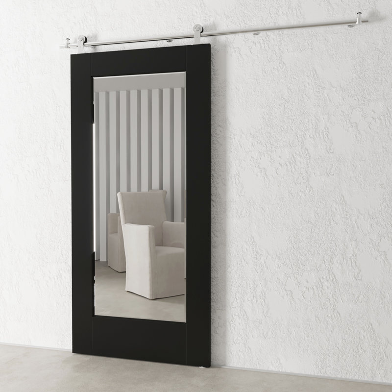 Porte de grange en bois et verre peint avec trousse de quincaillerie d'installation
