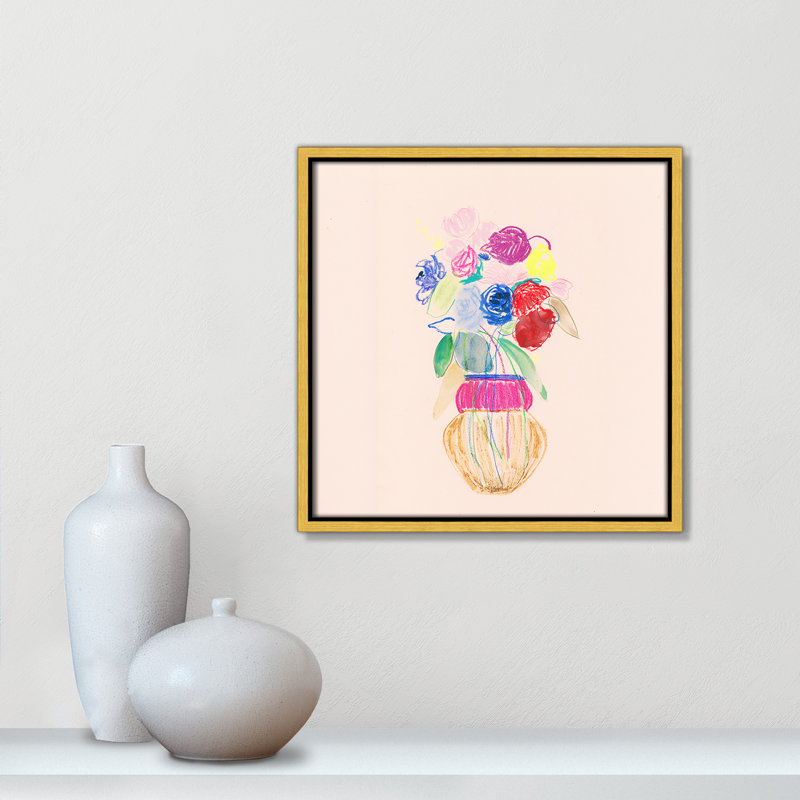 Simple Floral II - reproduction carrée par Bea Dina, Or, H 13,5 po x l 13,5 po