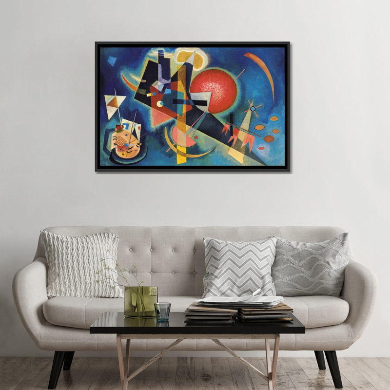 «Im Blau» par Wassily Kandinsky, impression sur toile, Toile avec cadre noir, Pas de tapis, H 32 po x l 48 po x P 1,5 po