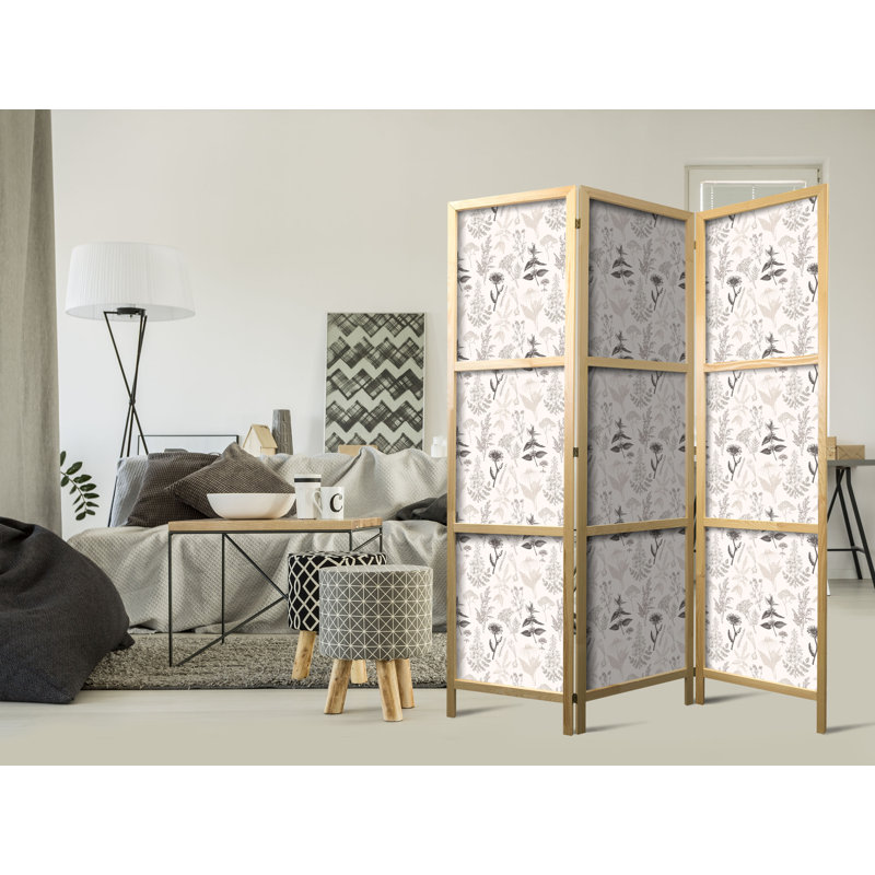 171cm H Solid Wood Folding Room Divider, 171cm H x 135cm W x 1.2cm D, 3