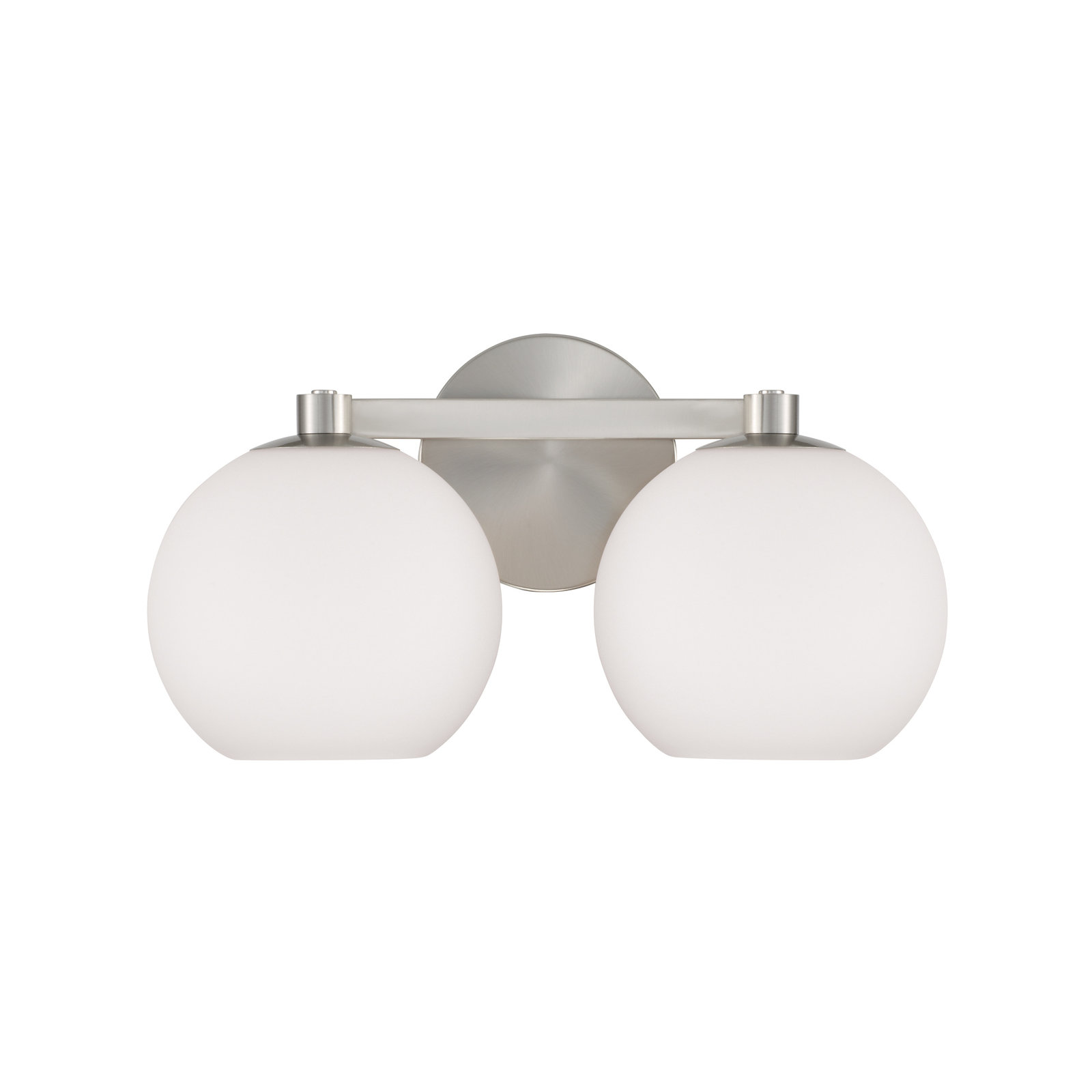 Ansley 2 Light Frosted Dimmable Vanity Light, Brushed Nickel