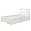 Structure de lit simple avec rangement, lit plateforme en bois avec deux tiroirs et tête de lit, support à lattes en bois-699690778