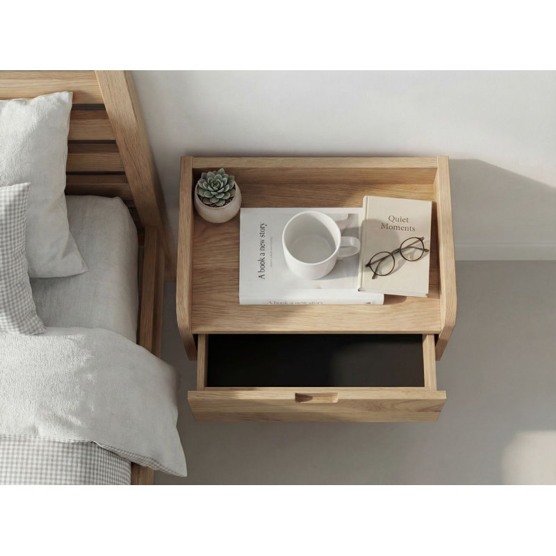 45 cm W Solid Wood Bedside Table