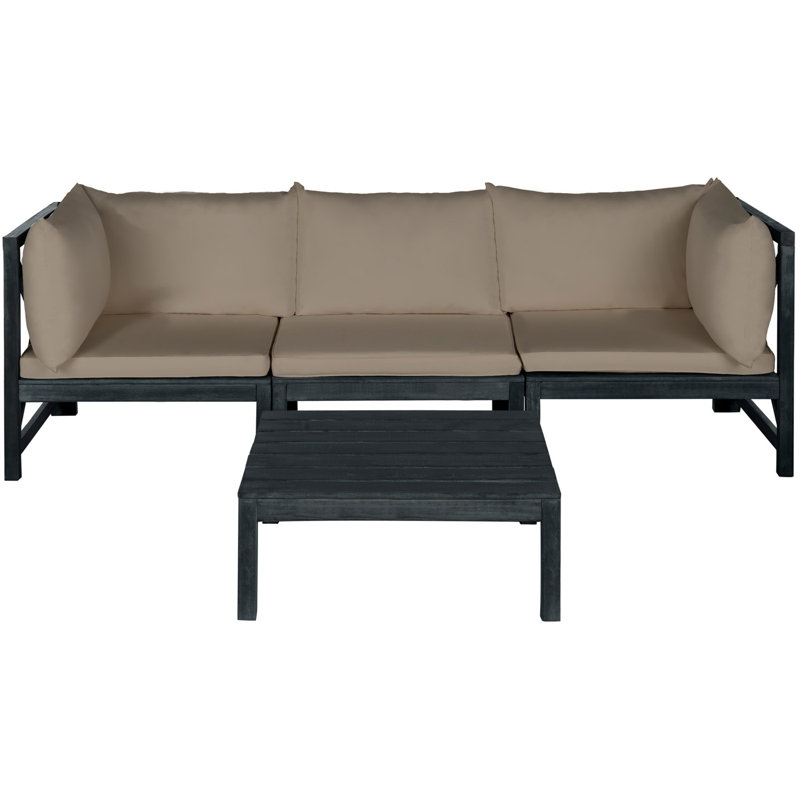 Ensemble de conversation modulaire avec coussins 4 pièces Wimmer, Taupe, Gris ardoise foncé
