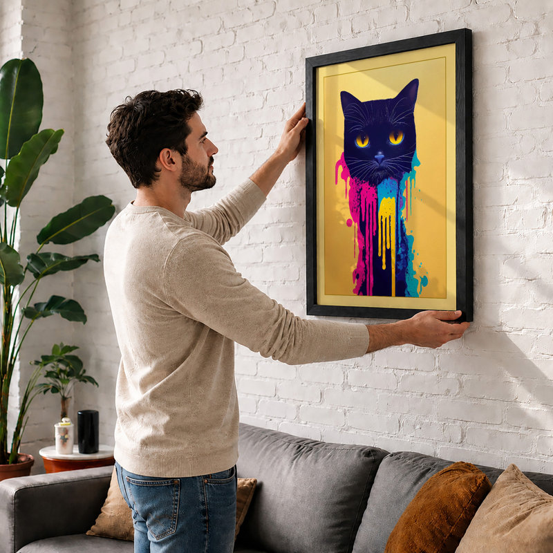 Cat In Colour Modern - Print, A3 - 42.0 x 29.7 cm, White