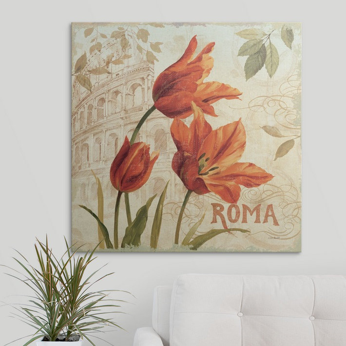 « i » par lisa audit, impression European Flowers, H 35 po x l 35 po x P 1,5 po, Toile