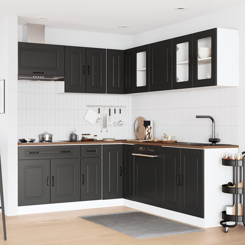 Kalmar Kitchen Cabinet Set, Black