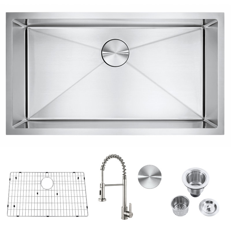 Évier de cuisine encastré à la main avec robinet L 32 po x l 18 po