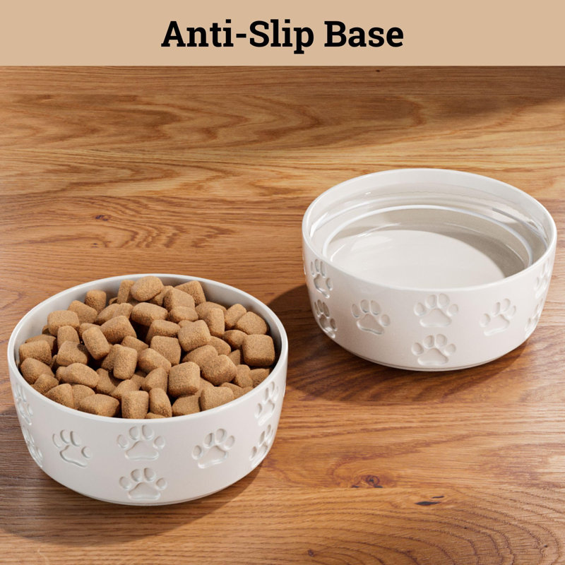 Ensemble de 2 bols en céramique pour chien avec base antidérapante - 5 po de largeur x 2 po de hauteur