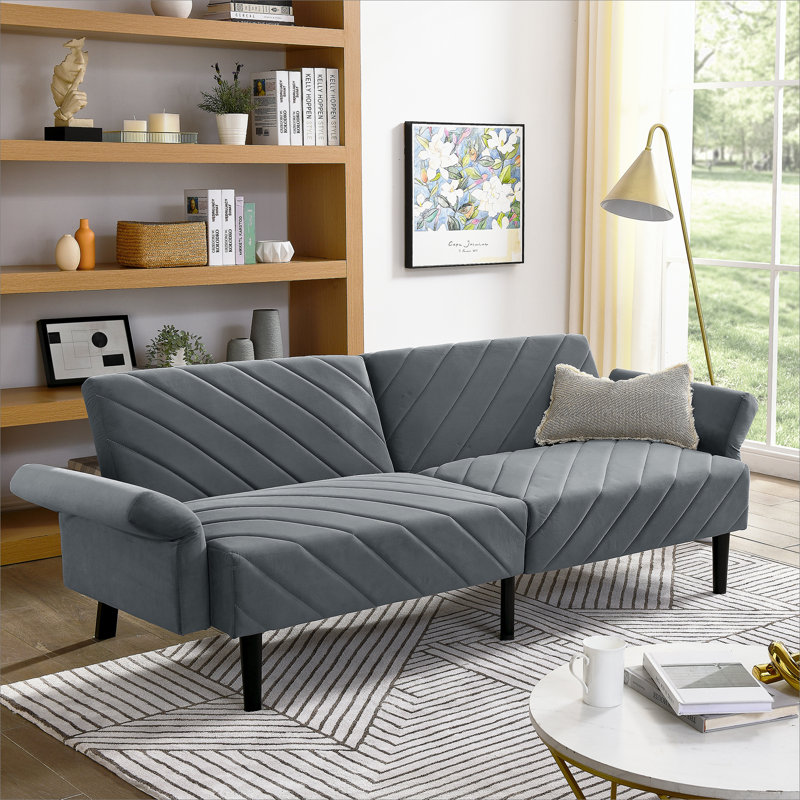 Gania Upholstered Sofa, Gray Velvet