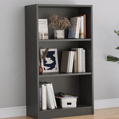 Freestanding 3-Shelf Adjustable Wood Bookshelf For Home And Office, Versatile Storage Solution