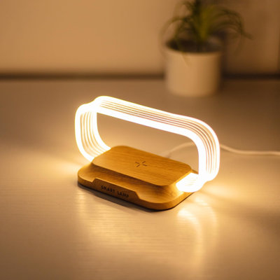 Lampe de table de chevet à chargement sans fil avec lumière à intensité variable, 3 modes de couleur, lampe de chevet minimaliste pour la chambre à coucher, idéale pour une utilisation nocturne et le chargement de l'appareil