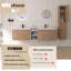 Ensemble de meuble-lavabo double 72 po avec lavabo en résine, petite tablette de rangement et armoires murales-977780608