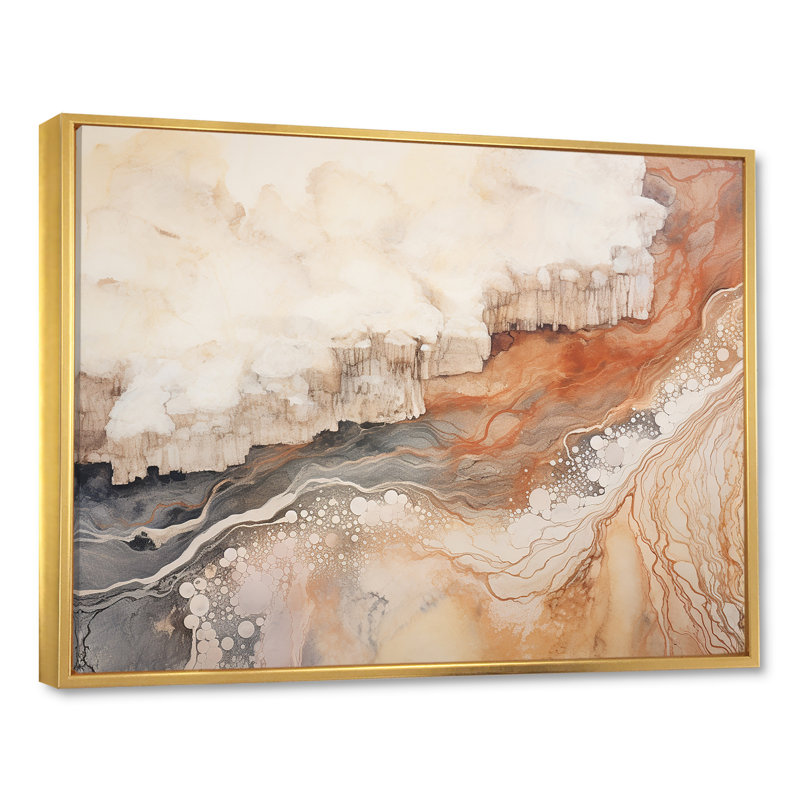 Minimalisme Geyser Landscape Tranquility I - Décoration murale Geyser, H 30 po x l 40 po x P 1,5 po, Cadre flottant doré