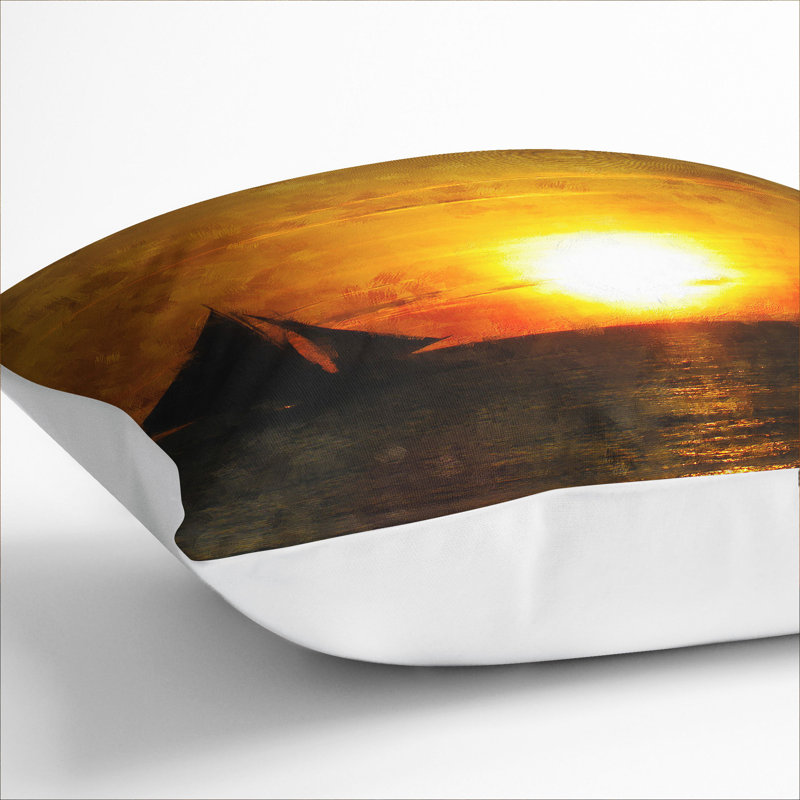 Sailing Boats at Sunset Painting Scatter Cushion, White, 55cm H x 55cm W x 20cm D