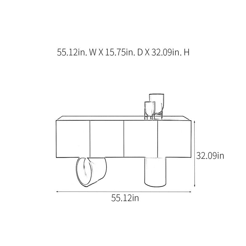 Lindell, Blue, 32.09" H x 55.12" W x 15.75" D