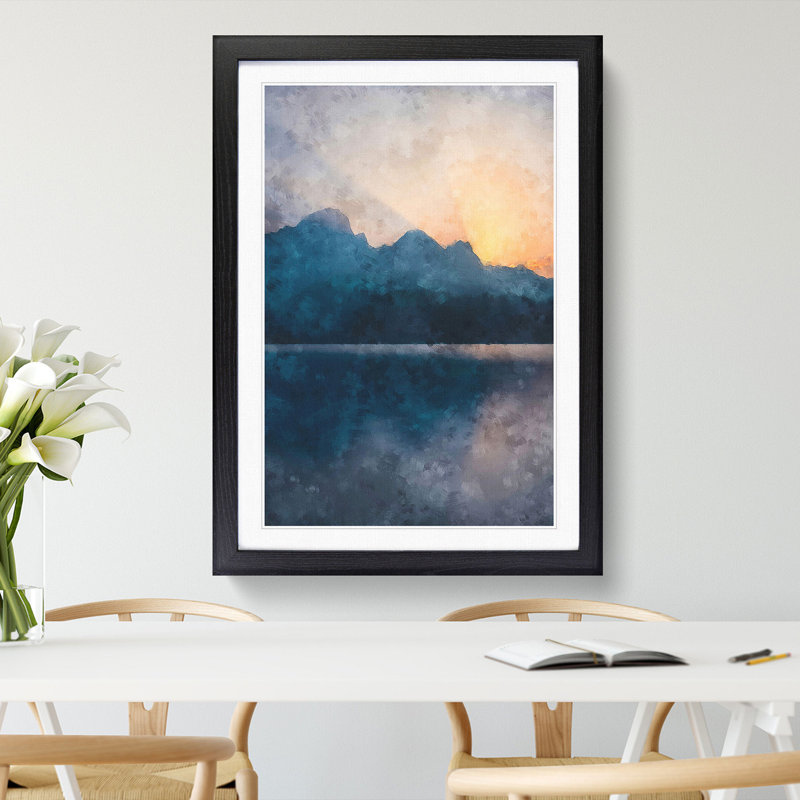 Sunrise over the Mountains Abstract - Picture Frame Graphic Art Print, Black Framed, 45cm H x 33cm W x 2cm D