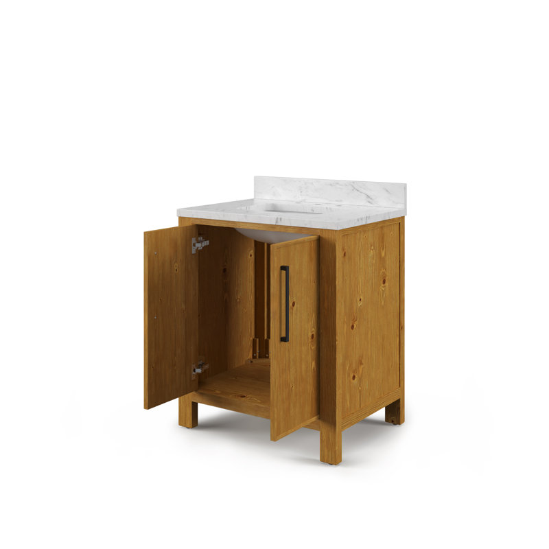 Dino 30 in. Single Sink Freestanding Sierra Oak Bath Vanity with Carrara White Engineered Marble Top (Assembled)