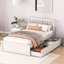 Lit simple avec 2 tiroirs au fini blanc délavé - Fabrication en bois d'hévéa robuste pour une chambre à coucher. Refonte moderne des espaces de rangement efficaces et de qualité.-366066874