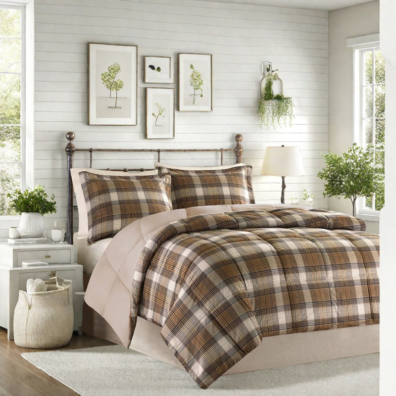 Twin Rustic Bedding Sets, Soft Microfiber Reversible Comforter, Cozy Cabin Style