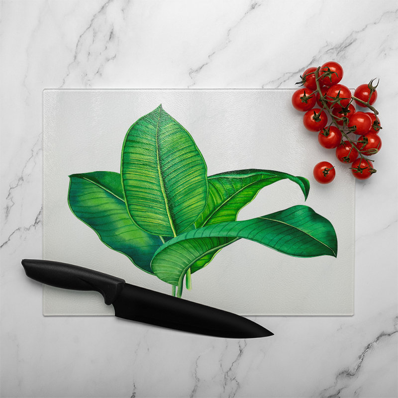 Bunched Leaves Glass Chopping Board, 40cm L x 28cm W