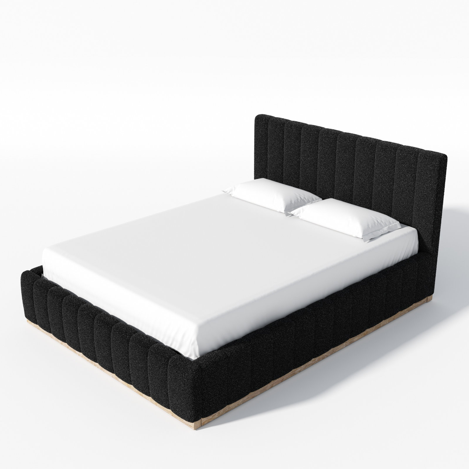 Upholstered Platform Bed, Queen, Black