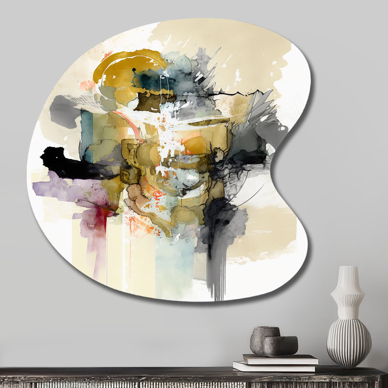 Alizarin Order - Abstract Liquid Ink Drop Shape Assymterical Metal Wall Art, 27'' H x 27'' W