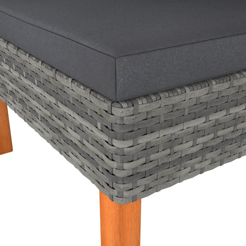 Causeuse de coin d'extérieur 2 pièces Casey, coussins en rotin gris