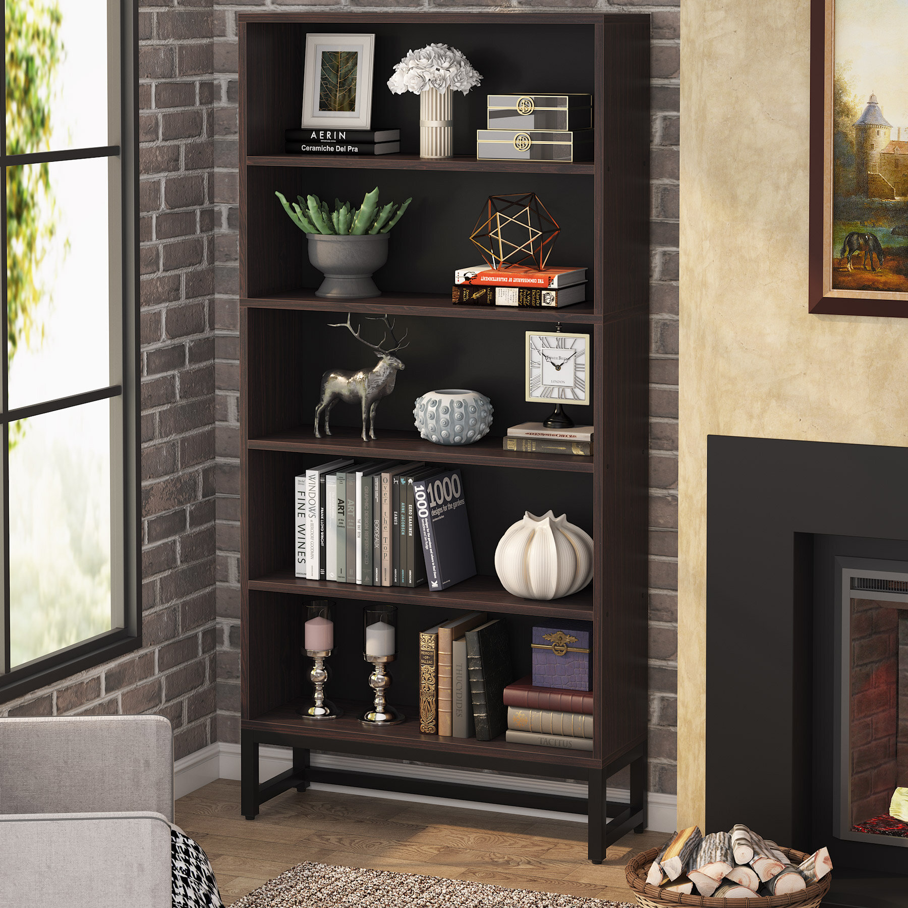 6 Tier Bookshelf,70.8 Inch Tall Bookcase Shelf Storage Organizer