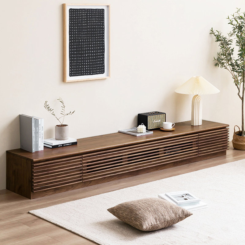 Lesterny Media Console with Flip-Down Glass Door and Drawers, Brown, 94.48"