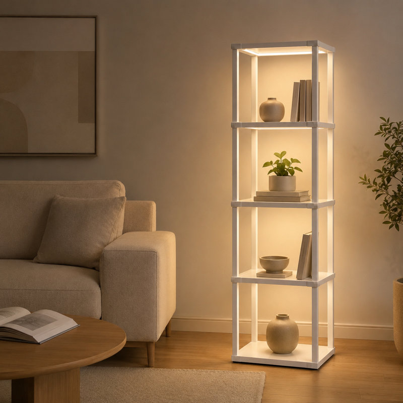 Lampe sur pied colonne 65 "avec télécommande. Contrôle complet de la luminosité et changement de couleur, Blanc