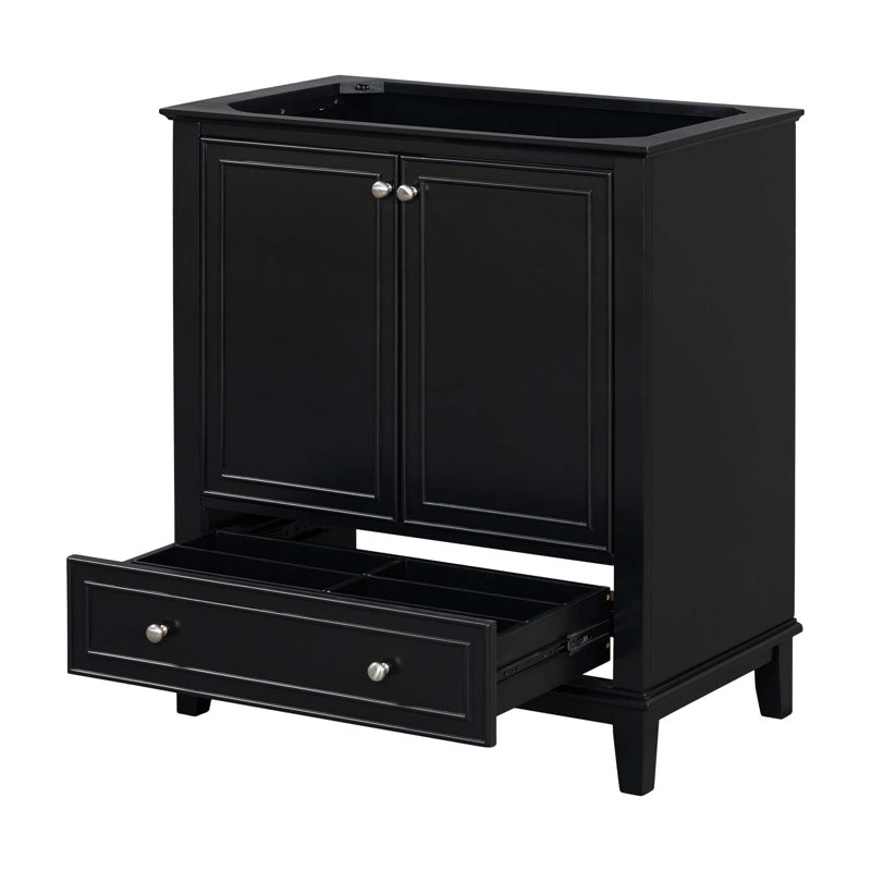 Meuble-lavabo 30 po sans lavabo, base seulement, armoire de salle de bain multifonctionnelle avec portes et tiroir, structure solide et panneau de fibres à densité moyenne