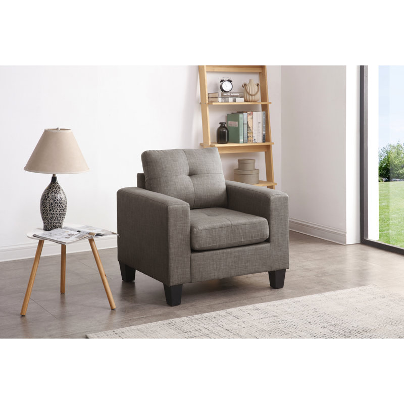 Fauteuil club gris pour une sieste confortable - H 36 po x l 35 po, conception à accoudoirs droits, assemblage requis, profondeur d'assise de 25 po, assemblage simple,