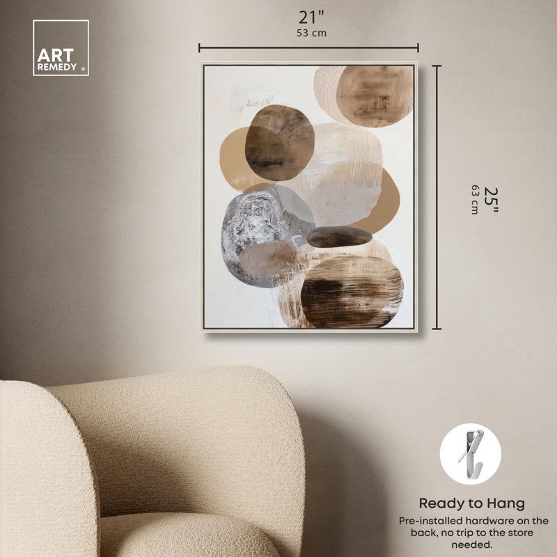 «Deserts Ovals I», reproduction d'art sur toile par Art Remedy, H 25 po x l 21 po, Cadre argenté