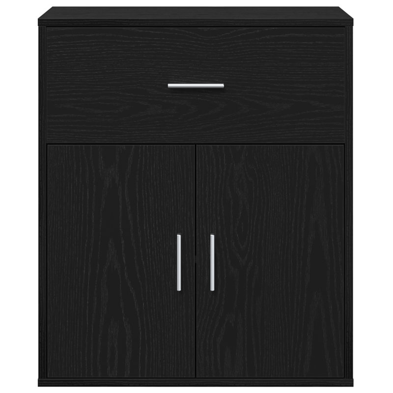 Sideboard With Drawer 60 X 31 X 70 Cm Engineered Wood, Black Oak
