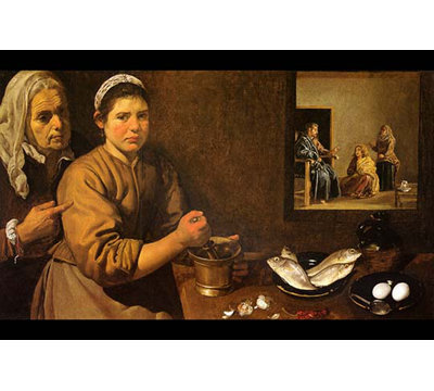 «Kitchen Scene with Christ» par Diego Velasquez, reproduction d'art