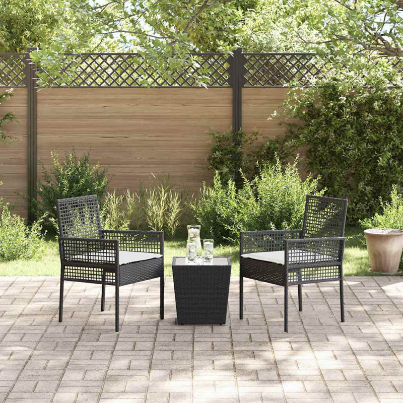 Garden Bistro Set 3 Pcs Poly Rattan, Black