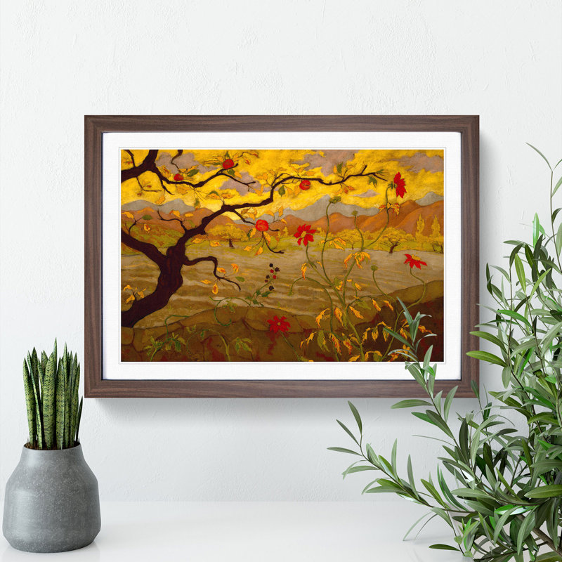 Apple Tree with Red Fruit by Paul Ranson - Picture Frame Painting, 36cm H x 48cm W x 2cm D, Walnut Framed
