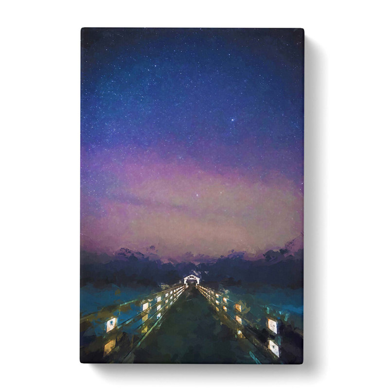 Walk The Pier To The Milky Way In Abstract - Wrapped Canvas Print, 91cm H x 60cm W x 3cm D