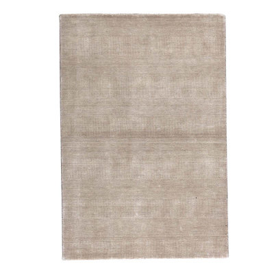 Tapis unique en laine noué à la main brun / beige / ivoire de 4 pi x 6 pi
