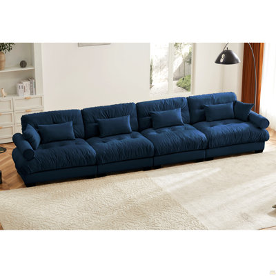 Oversized Modular Velvet Sectional Sofa Couch With Movable Ottoman