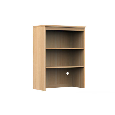 Angled Top Bookcase Upper Part Only, 3-Tier Modular Wooden Shelf With Cable Hole, Open Storage Shelf Unit, Combine With Lower Cabinet For Full Bookcase, Home Office Living Room Display Furniture,Natural Oak