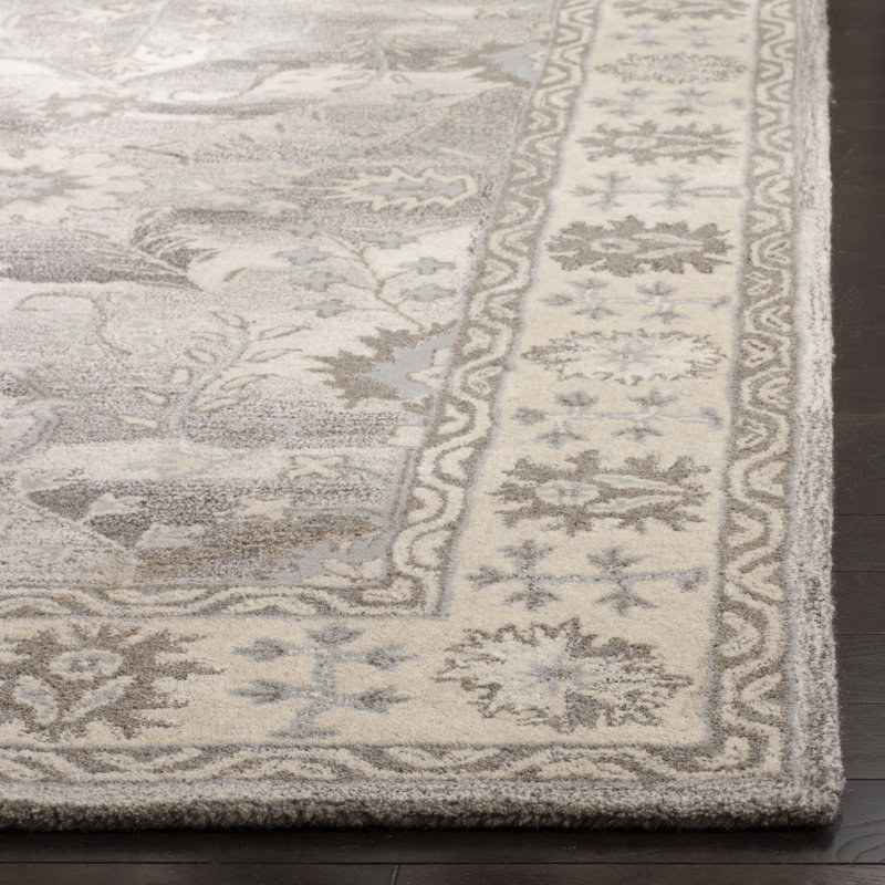 Amory Hand Tufted Wool/Cotton Oriental Rug in Ivory/Taupe, Runner 2'3" x 7'